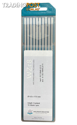 4.0mm x 175mm Zirconium Tungsten TIG Electrodes 40WZ8 Each