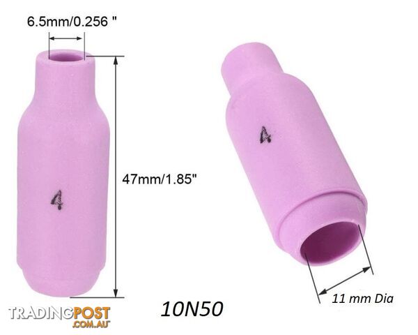 Collet Body Alumina Cup Size 4 6.0mm Suits 17/18/26 TIG Torch 10N50 Each