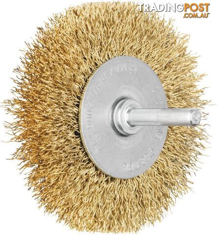Shaft Mounted Wheel Brushes Brass Wire Crimped 6mm Shaft Pferd 43106002