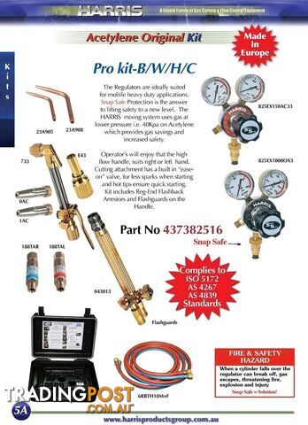 Harris Original Pro Oxy/Acet Kit with snap safe regulator - photo 2 of 2