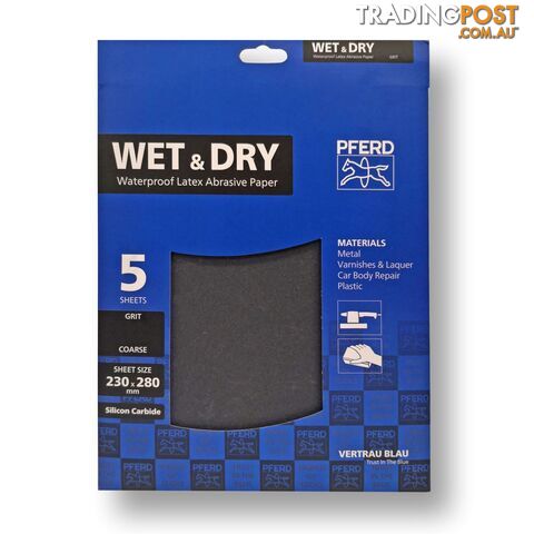 Abrasive Sheets Wet & Dry 60 Grit Silicon Carbide 230 x 280mm Pferd 45017861...