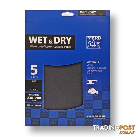 Abrasive Sheets Wet & Dry 100 Grit Silicon Carbide 230 x 280mm Pferd 45017863...