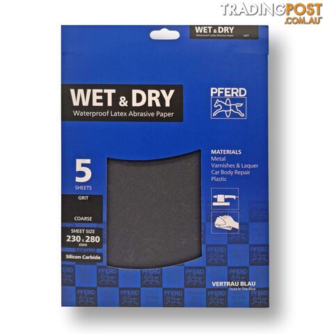Abrasive Sheets Wet & Dry 180 Grit Silicon Carbide 230 x 280mm Pferd 45017866