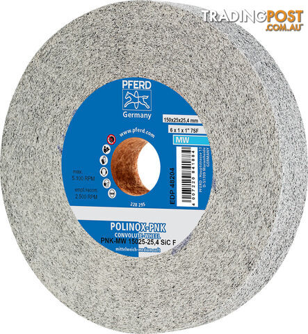 Polinox Convolute Wheel 150mm x 25mm x 25.4mm SiC Fine (Medium Soft) Pferd...