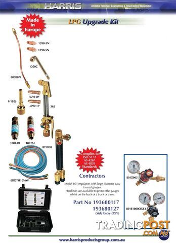 Contractors Oxy/LPG Kit With Model 801 Regulator Harris