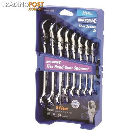 Combination Flex Head Gear Spanner Set 8 Piece Metric K3700