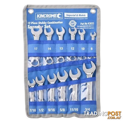 Stubby Combination Spanner Set 12 Piece Kincrome K3033