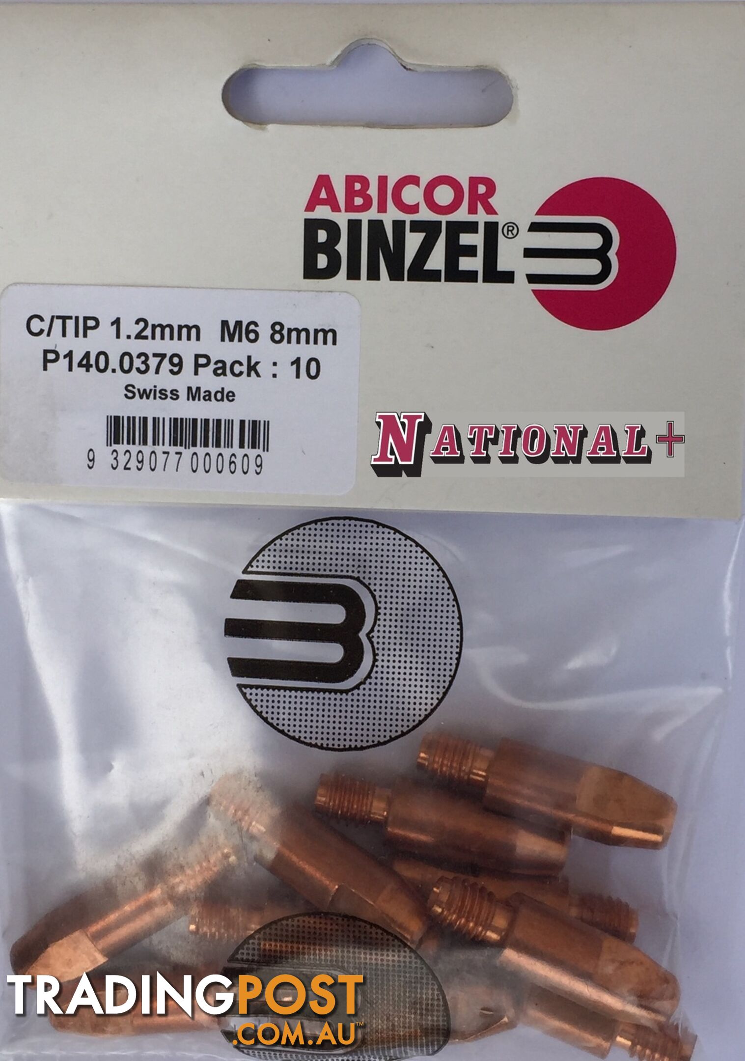 0.6mm Steel M6 8mm 28mm Binzel contact tip Pk: 10 P140.0005