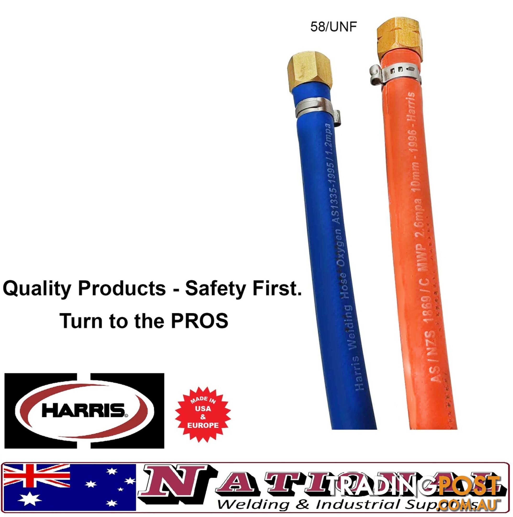 Harris Oxy / LPG 15 Metres 6mm Twin Hose With Fittings 6BOTH15MF