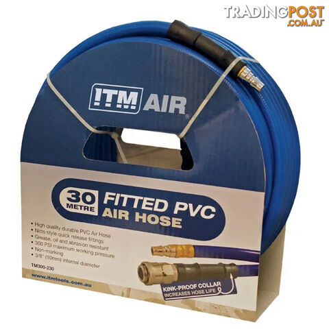 PVC Air Hose 10mm (3/8") x 30 Metres Comes With Couplers TM300-230