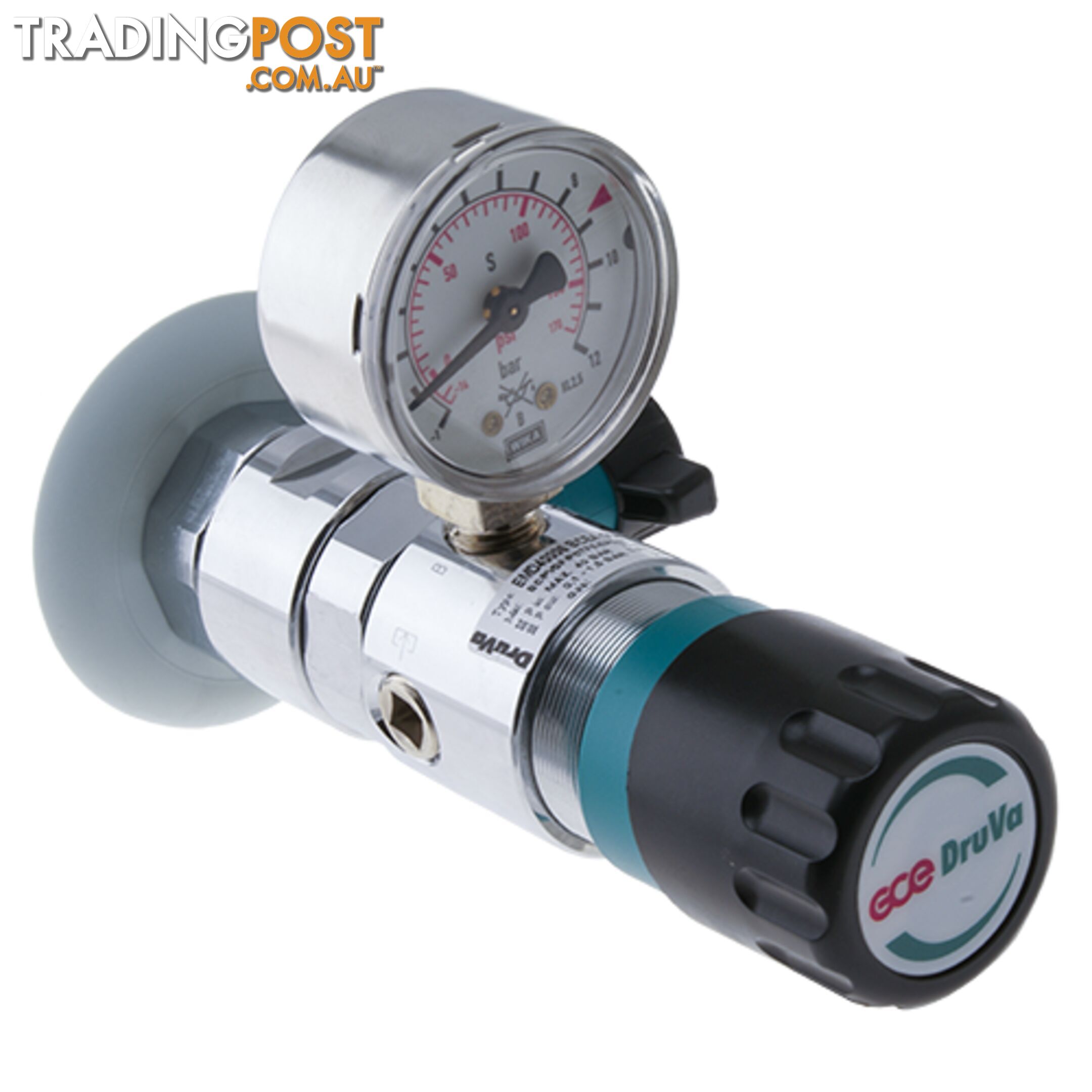 Druva Wall Mounted Point of Use Regulator Chrome Plated In: 4,000 kPa Out: 100 kPa