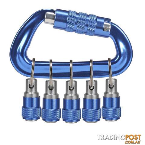 Carabiner with 5 x 1/4" hex quick change holders Bordo 5330-1/4QC