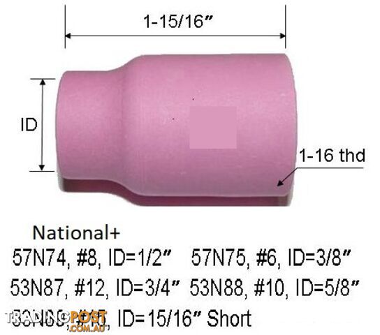 Large Diameter Alumina Nozzles For Gas Lens Size 12 (3/4") Suits 17/18/26 Torch...