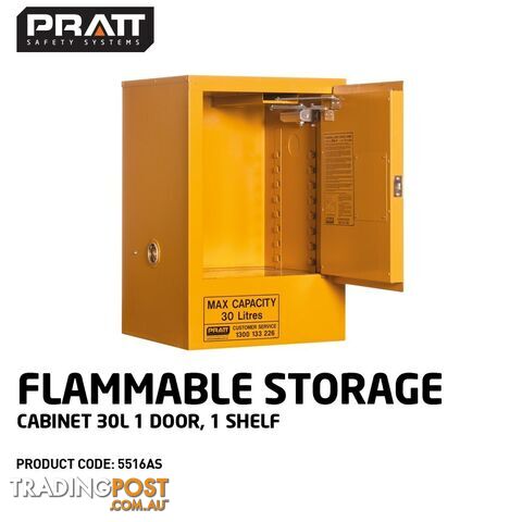 Flammable Liquid Storage Cabinet 30 Litres 1 Door 1 Shelf 5516AS