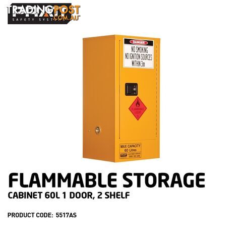Flammable Storage Cabinet 60 Litres 1 Door 2 Shelf 5517AS