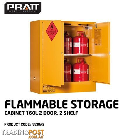 Flammable Storage Cabinet 160L 2 Door 2 Shelf 5530AS