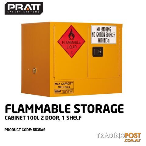Flammable Storage Cabinet 100 Litres 2 Door 1 Shelf 5535AS