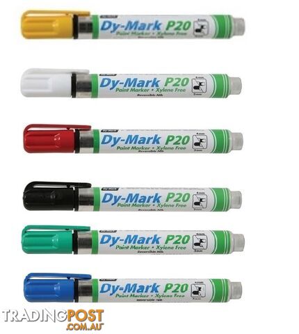 P20 Dy Mark Paint Marker - Black / Red / Blue / Green / Yellow & White