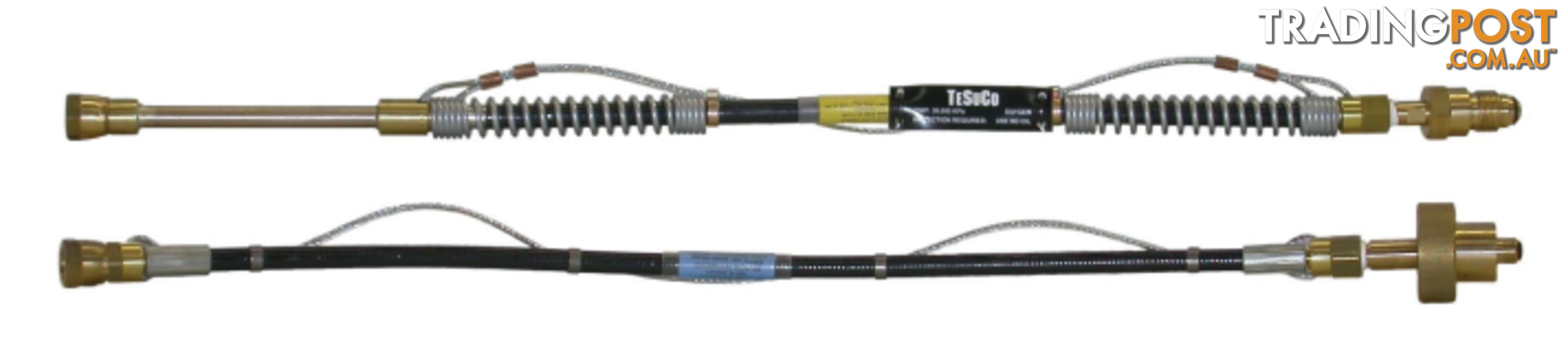 Flexible Lead Air 800 mm 1/2" Flat RH M - 3/8 BSP RH FM To Suit Manifolds / Rails