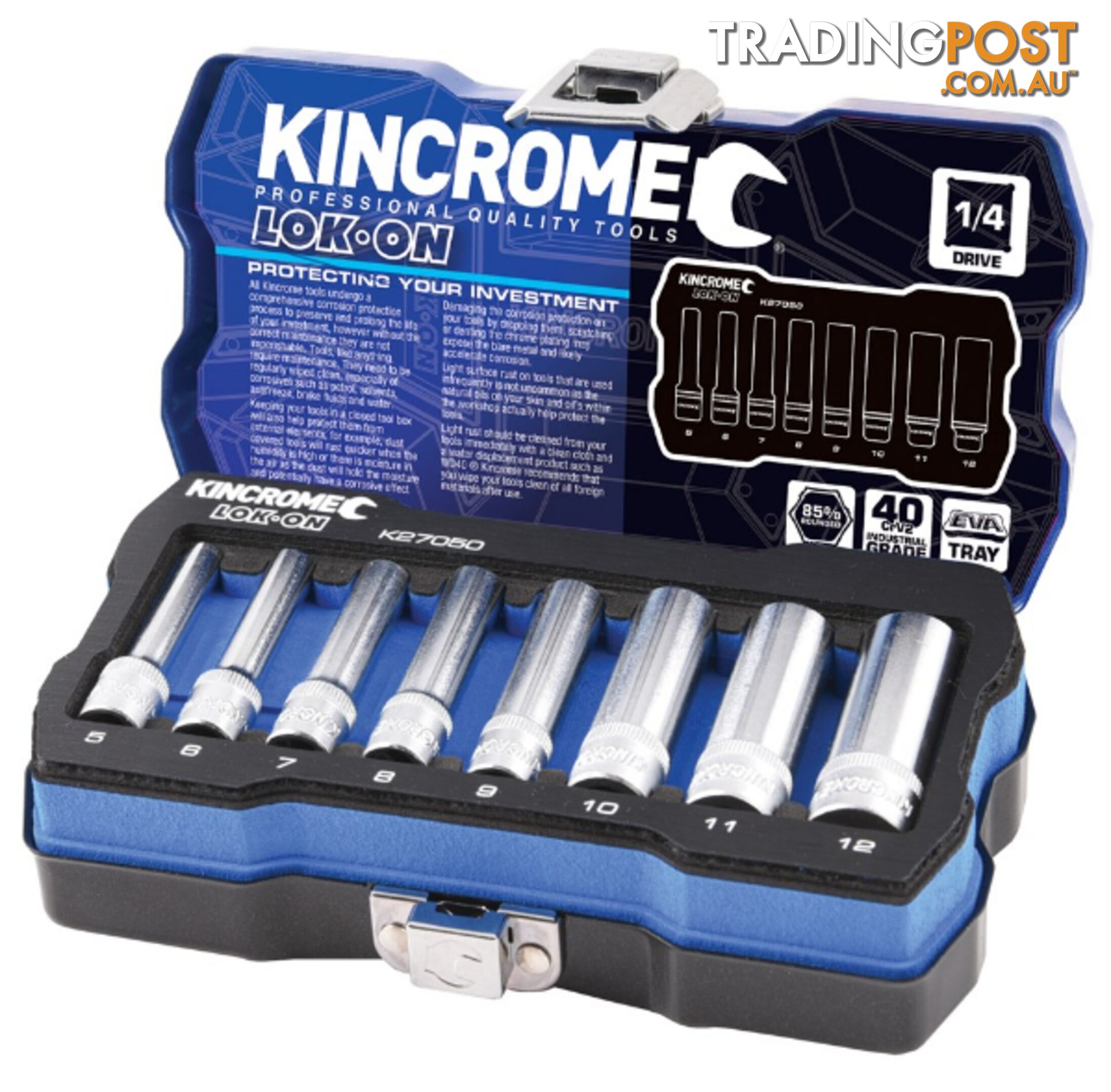 1/4 Drive Socket Set 8 Piece Deep Metric Kincrome K27050