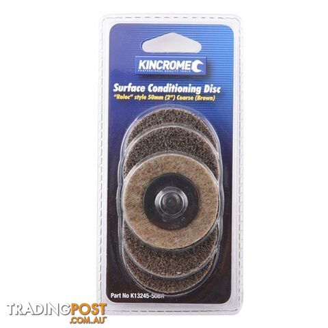 âRoloc' Style Sanding Discs 2â (50mm) 36 Grit (Coarse) 5 Pack Kincrome K13245-50BR