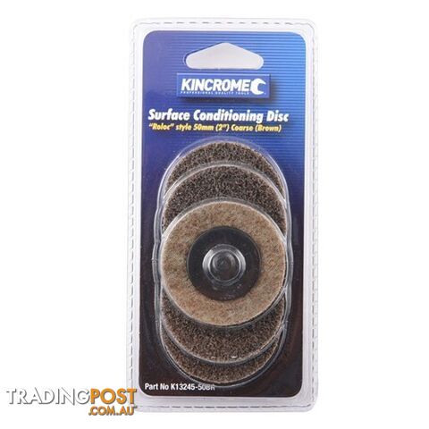 âRoloc' Style Sanding Discs 2â (50mm) 36 Grit (Coarse) 5 Pack Kincrome K13245-50BR