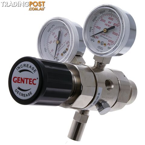 Dual Stage Gentec 2S Regulator 6.0 Purity Chrome Plated In: 30,000 kPa Out: 680 kPa