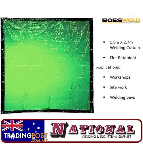 Welding Curtain / Screen 1.8 Metres X 2.7 Metres Green 700103