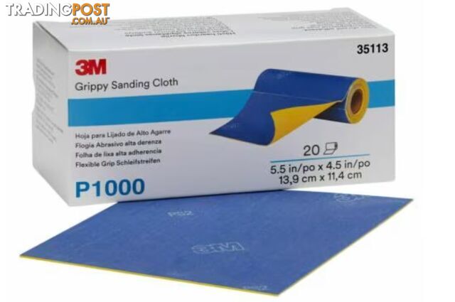 3M™ Grippy Sanding Cloth 35113, P1000, 140mm x 114mm 20 Sheets/Roll 60455090575