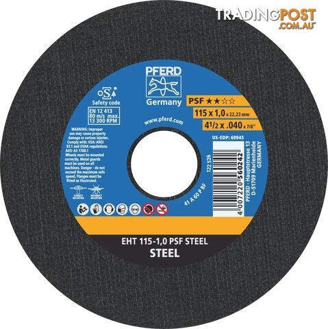 Ultra Thin Cutting Wheel 4.5'' EHT 115mm 60 P PSF Steel Pferd 61730010