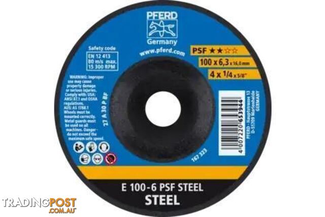 Depressed Centre Grinding Wheel E 100x6.3x16mm 4" General Purpose Steel Pferd...