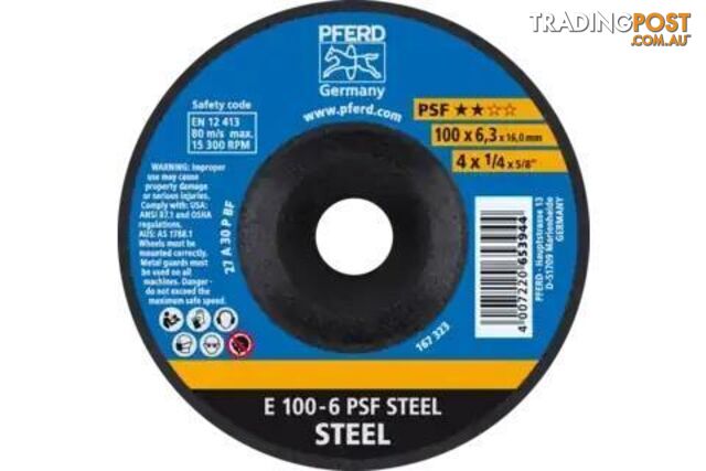 Depressed Centre Grinding Wheel E 100x6.3x16 mm 4'' General Purpose Steel Pferd...