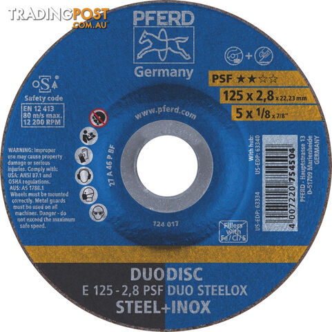Duodisc Cut-Off & Grind Wheel Inox / Steel 25mm x 2.8mm Pferd 62012620 Pkt : 10