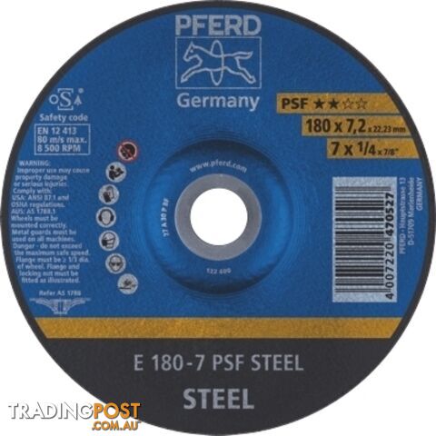 Grinding Wheel GP Depressed Centre 180mm E180-7 PSF Steel Pferd 62017634 - Pack...