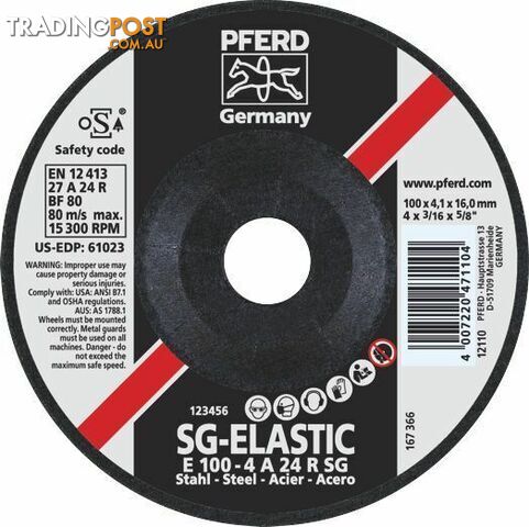 Premium Grinding Wheel 4'' 100mm D/C Steel Pferd 62210426