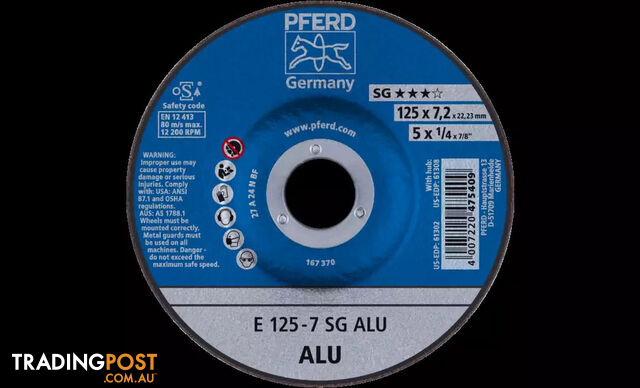 Grinding Wheels Depressed Centre Aluminium 5" E 125-7 SG ALU Pferd 62212622-10...