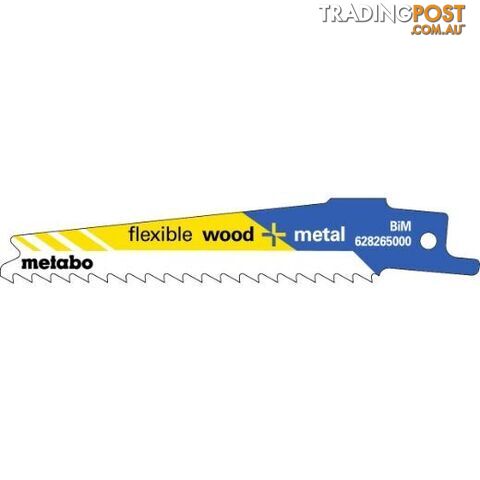 5 Sabre Saw Blades "Flexible Wood + Metal" 100 x 0.9mm Metabo 628265000
