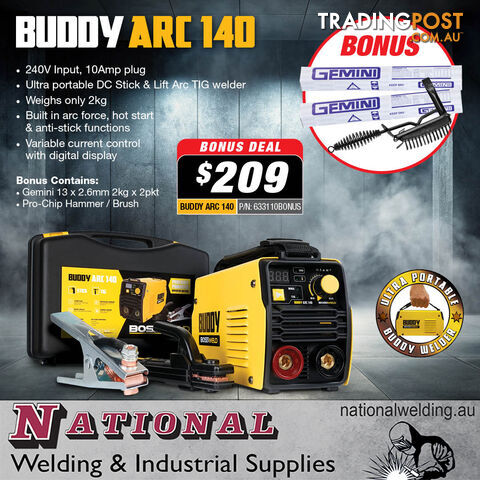 Bossweld Buddy Arc 140 Inverter Welder 633110BONUS