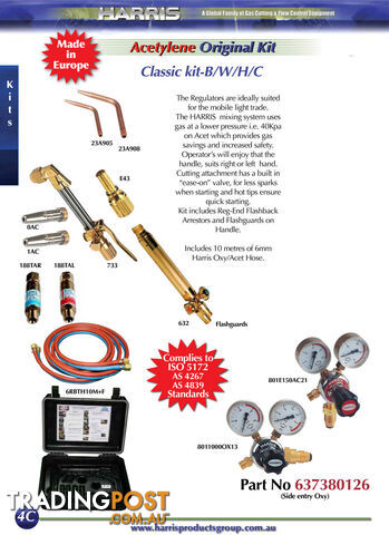 Harris Original Classic Oxy/Acet Kit with side entry regulator - photo 2 of 2
