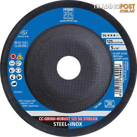 CC Grind Robust Grinding Disc 125mm SG Steelox Pferd 64195125-10 Pack of 10