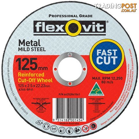 Cut-Off Wheel Fast Cut Mild Steel 125 x 2.5 x 22.23mm Type 41 AO FlexOvit...