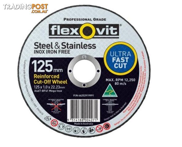 Metal Cutting Wheel 125 x 1.6 x 22.23mm Steel & Stainless Steel Inox Iron Free...
