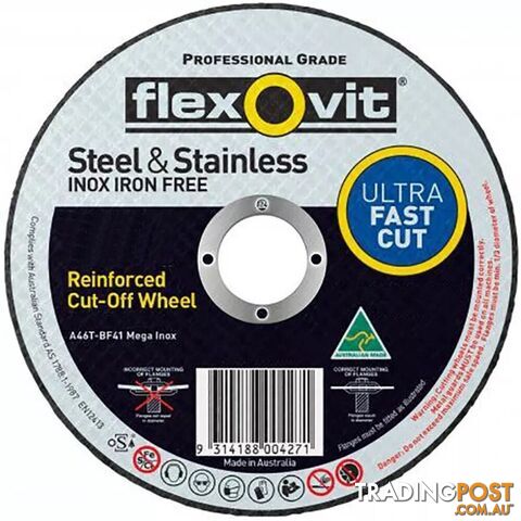 Cutting Disc 230 x 1.9 x 22.23 mm Mild Steel & Stainless Steel High Speed...