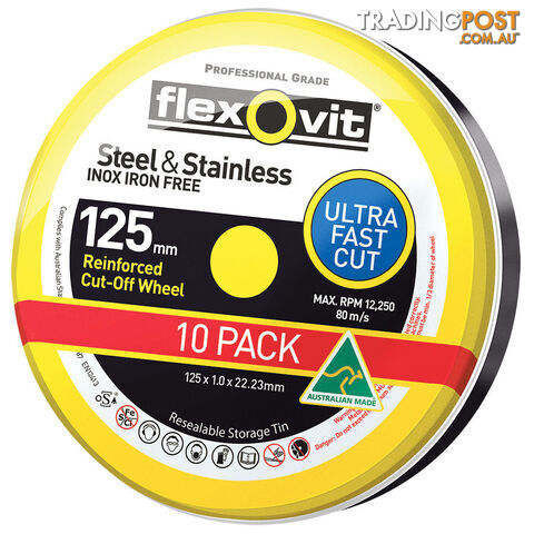 Cut-Off Wheel 125 x1.0 x 22.23mm Steel/Inox Iron Free Type 41 A46T AO...