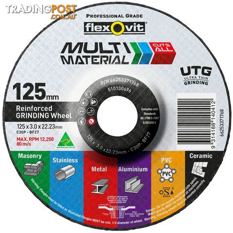 Grinding Wheel Multi-Material Ultra Thin 125mm x 3.0 x 22.23mm Type 27 CA...