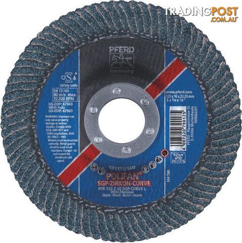 Polifan Flap Disc SGP L Zirconia Steel / Inox PFR 125 Z40 SGP-Curve L Pferd...