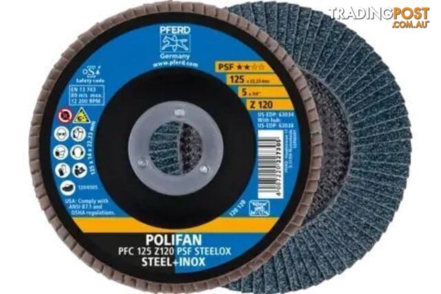 Polifan Flap Disc 125mm 5" 120G GP Zirconia Inox Pferd 67769125