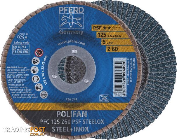 Polifan Flap Disc 125mm 5'' 60G GP Zirconia Inox Pferd 67770126