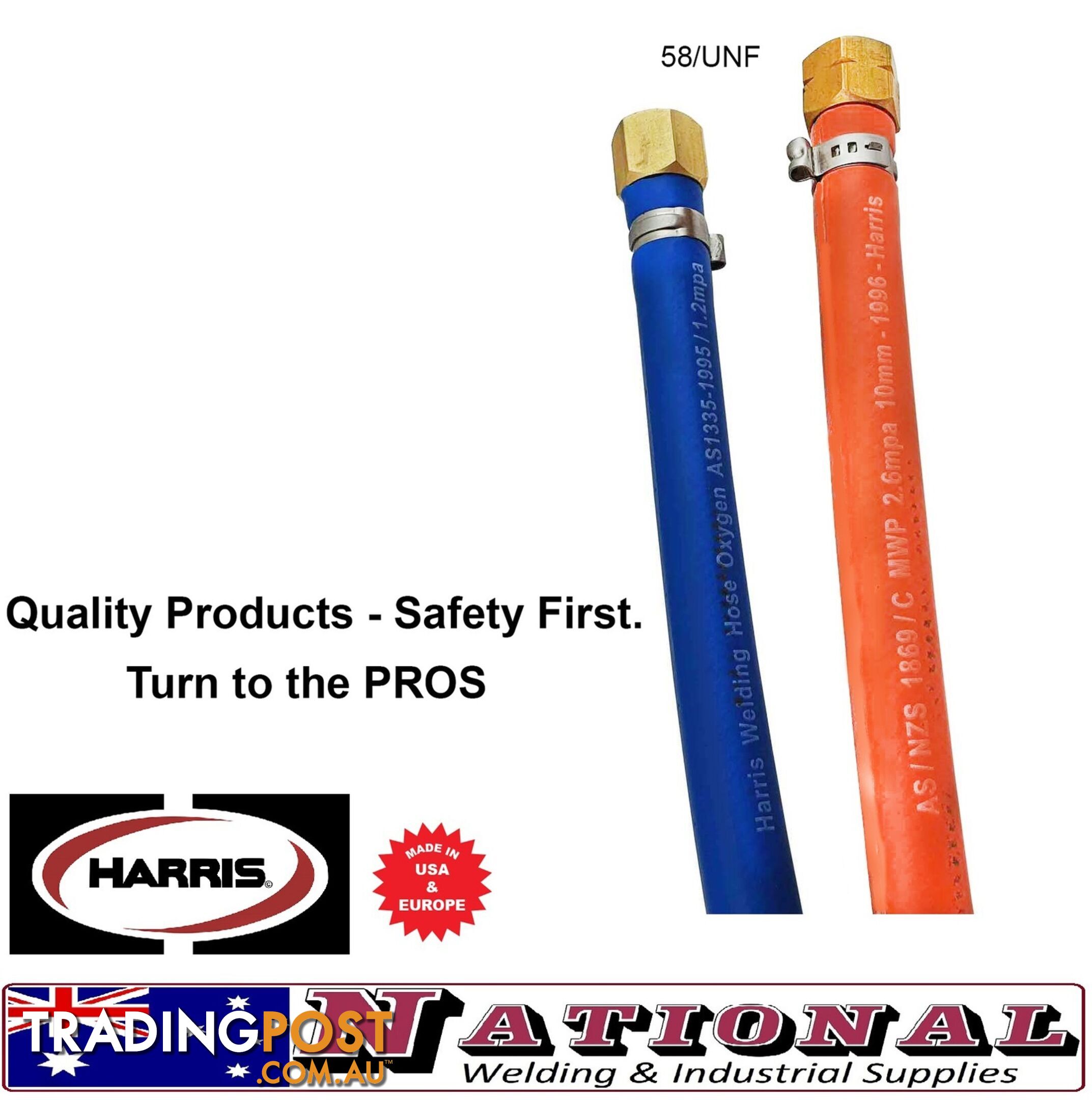 Harris Oxy / LPG 10 Metres 6mm Twin Hose With Fittings 6BOTH10MF