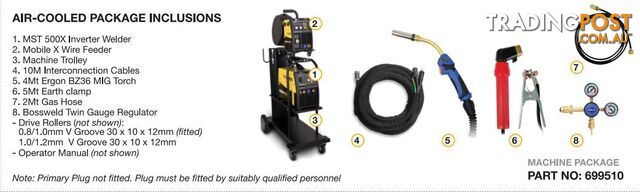 MIG/STICK/TIG 500X MST X-Series Inverter Welder 415V Air Cooled Package Bossweld 699510 - photo 3 of 3